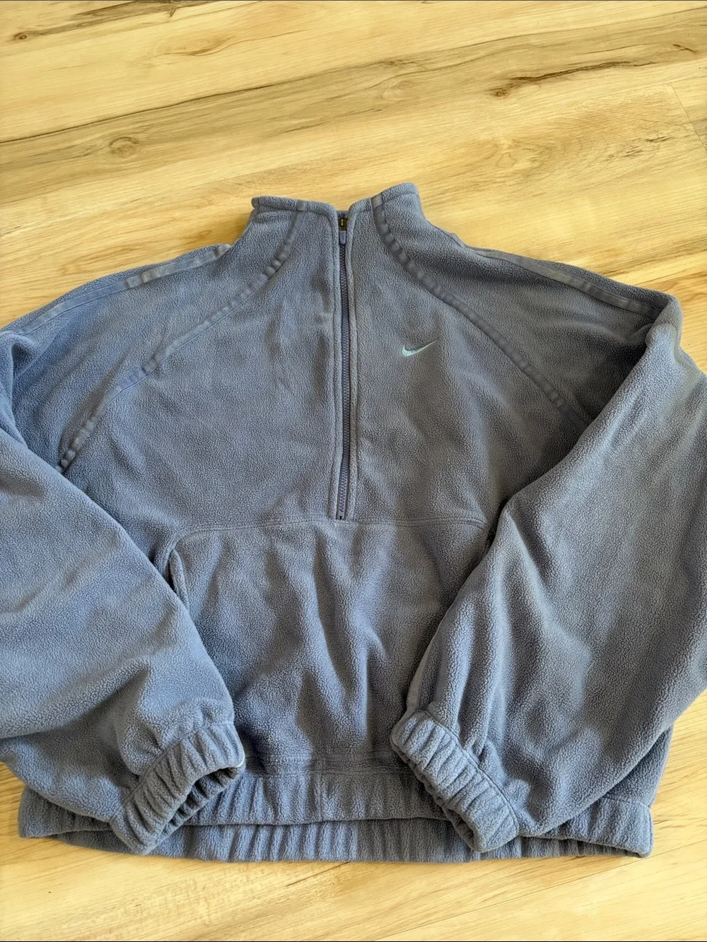 Nike One Womens Therma FIT 1/2 Zip Top World Indigo Fleece XS oversized cozy
